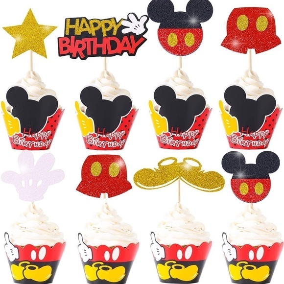 Disney‎ Mickey Mouse Cupcake Birthday Decorations. NWT - Picture 1 of 6
